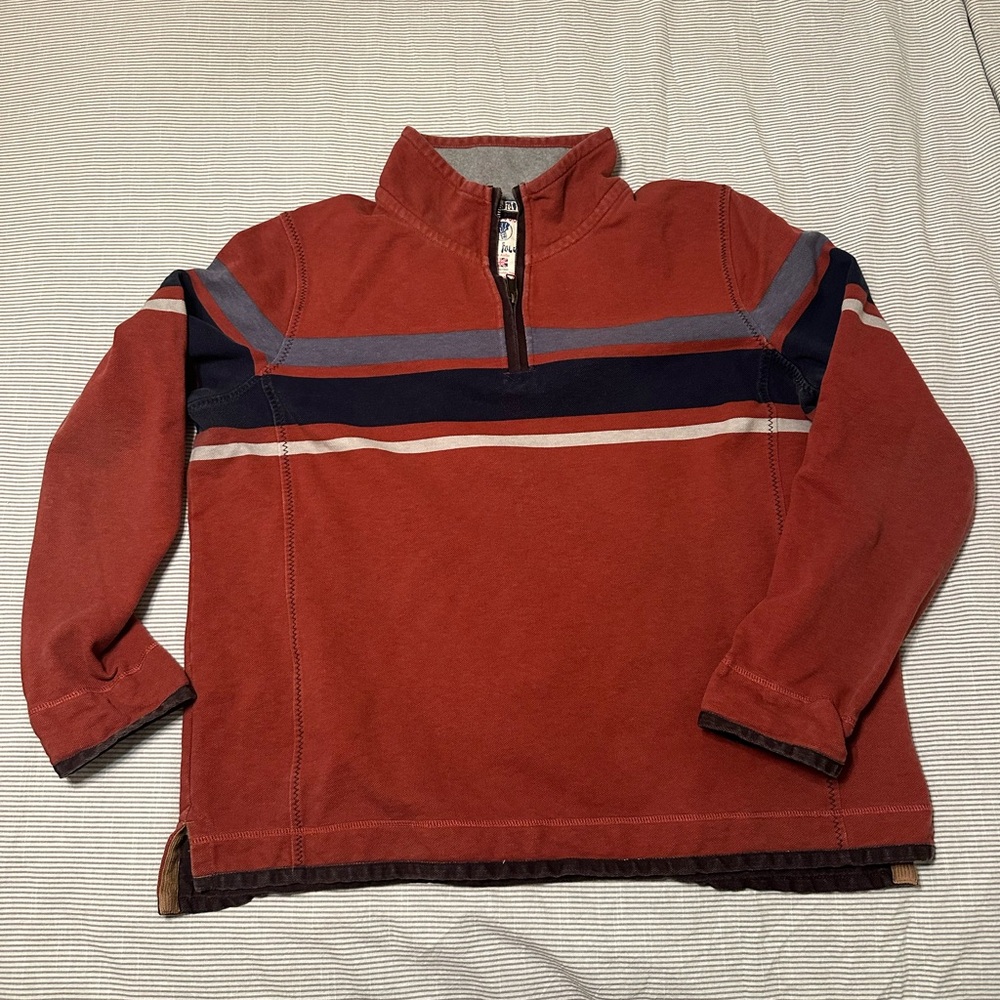 Men’s XXL 1/4 Zip Pullover Fat Face Striped Elbow Patch Sweater Casual Top